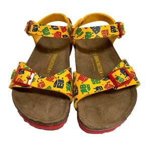 Birkenstock Girls 32 US 1 1.5 Yellow Leather Sandals Buckle Red Sole Houses Mult